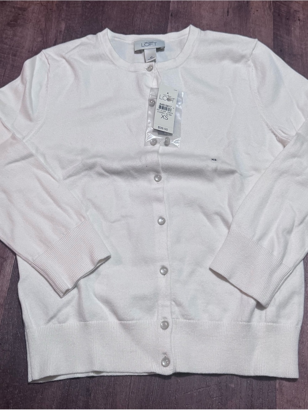 LOFT White Pearl-Button Lightweight Women's Cardigan